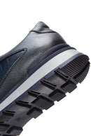 Men's Navy Blue Leather Patterned Sneaker | Derimod