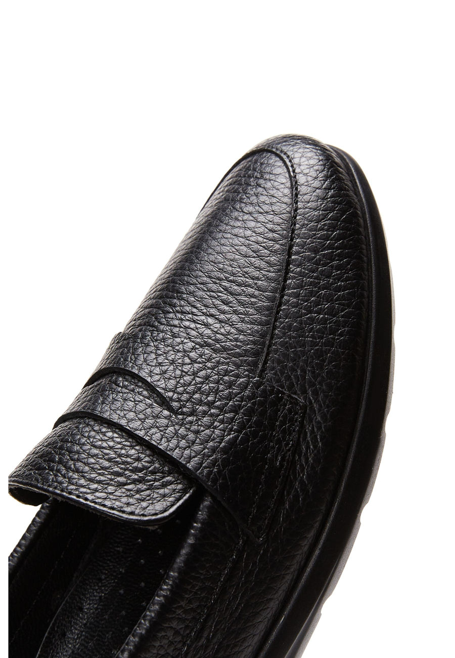 Women's Black Leather Comfort Loafers