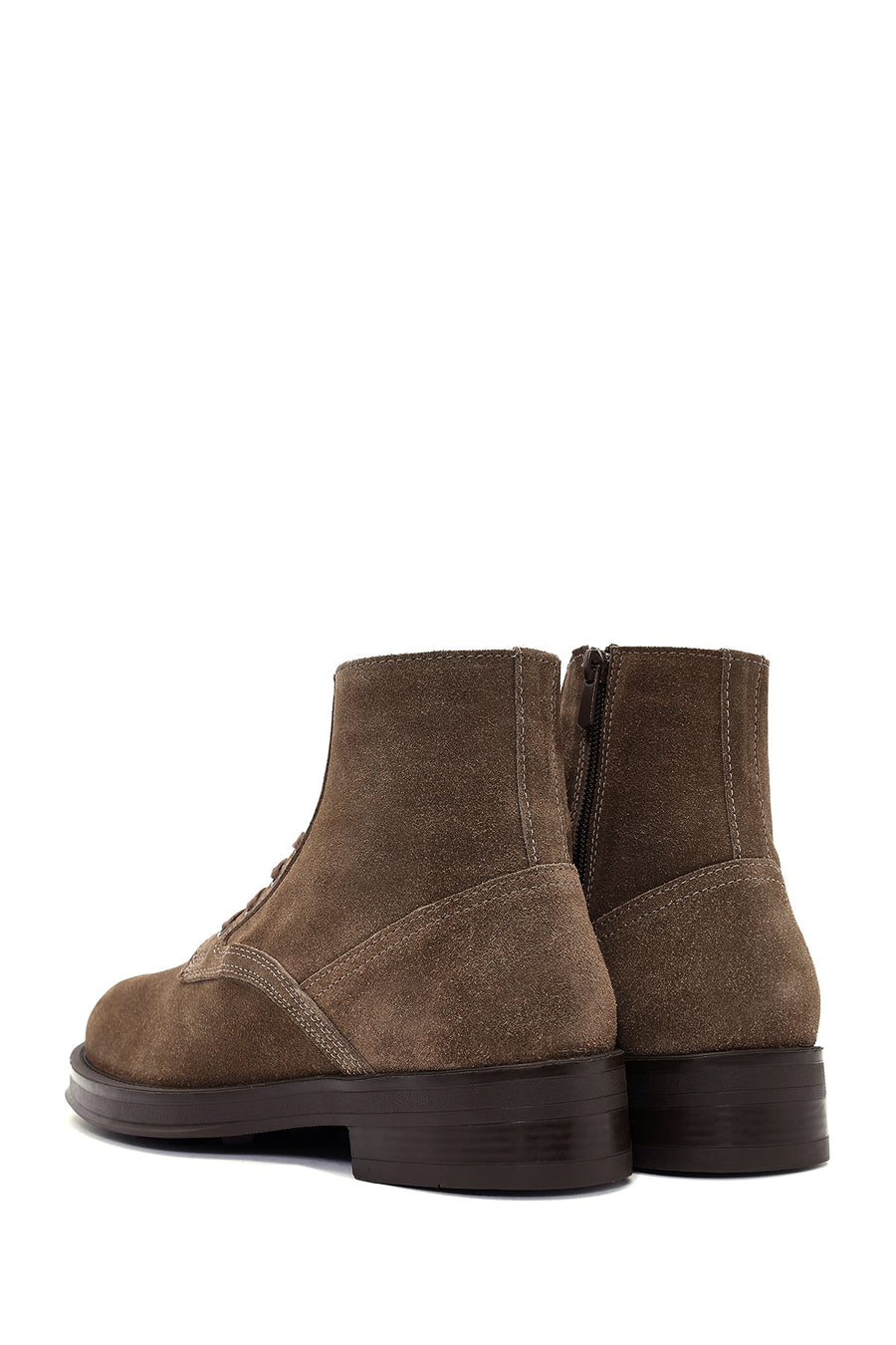 Men's Brown Lace-Up Suede Leather Casual Boots