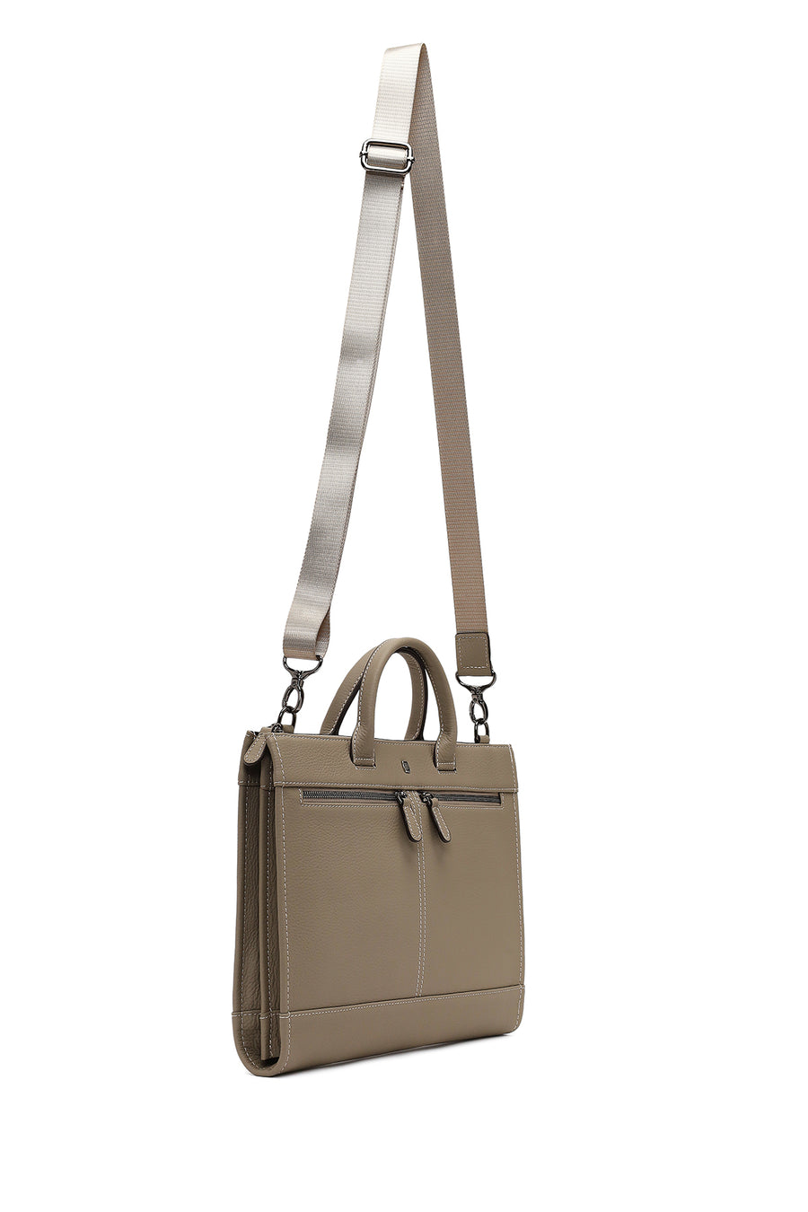 Men's Taupe Long Strap Leather Briefcase