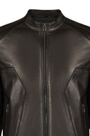Musiala Male Black Slim-Fit Leather Jacket | Derimod