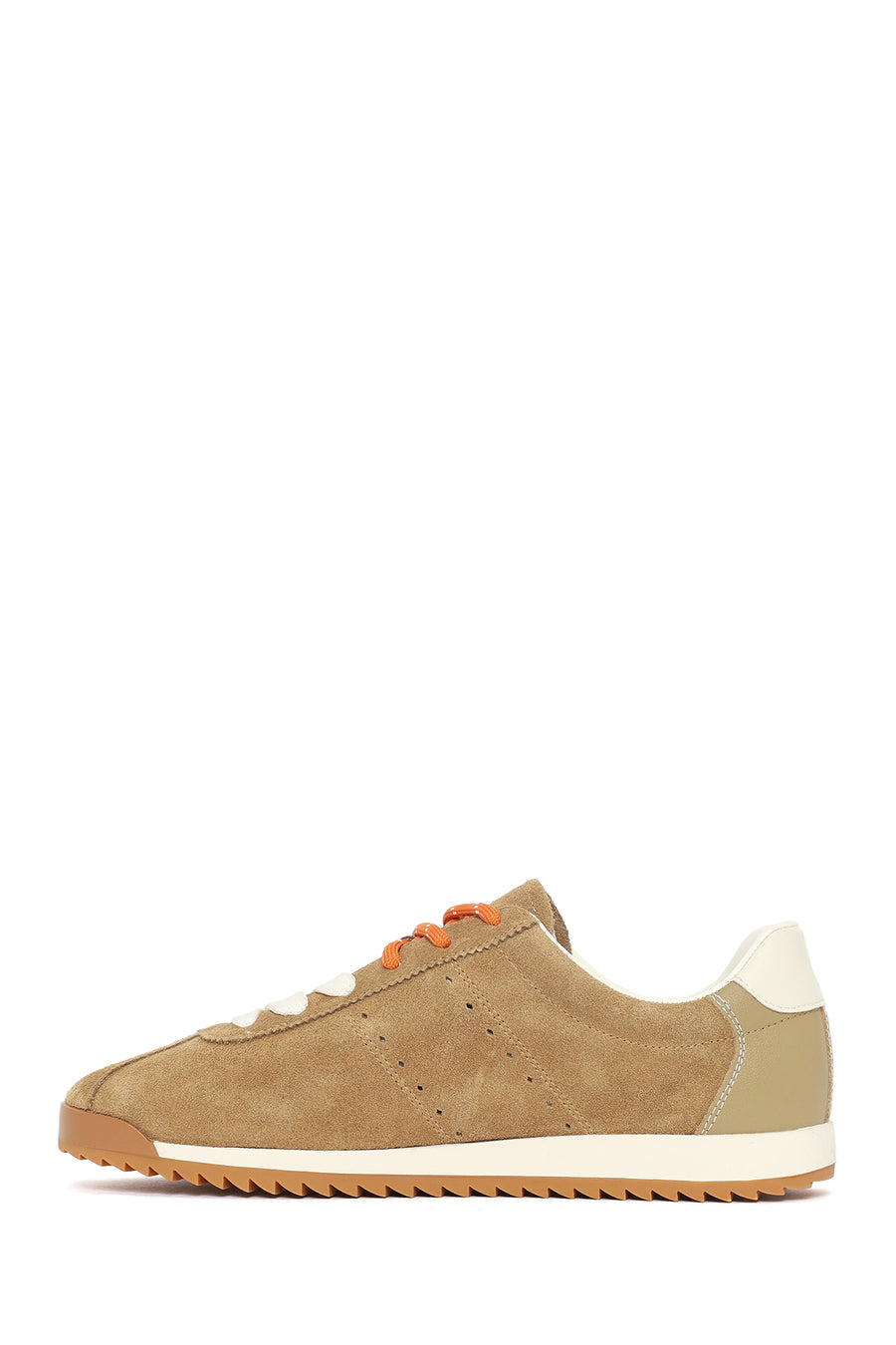 Kadın Bej Bağcıklı Süet Deri Sneaker