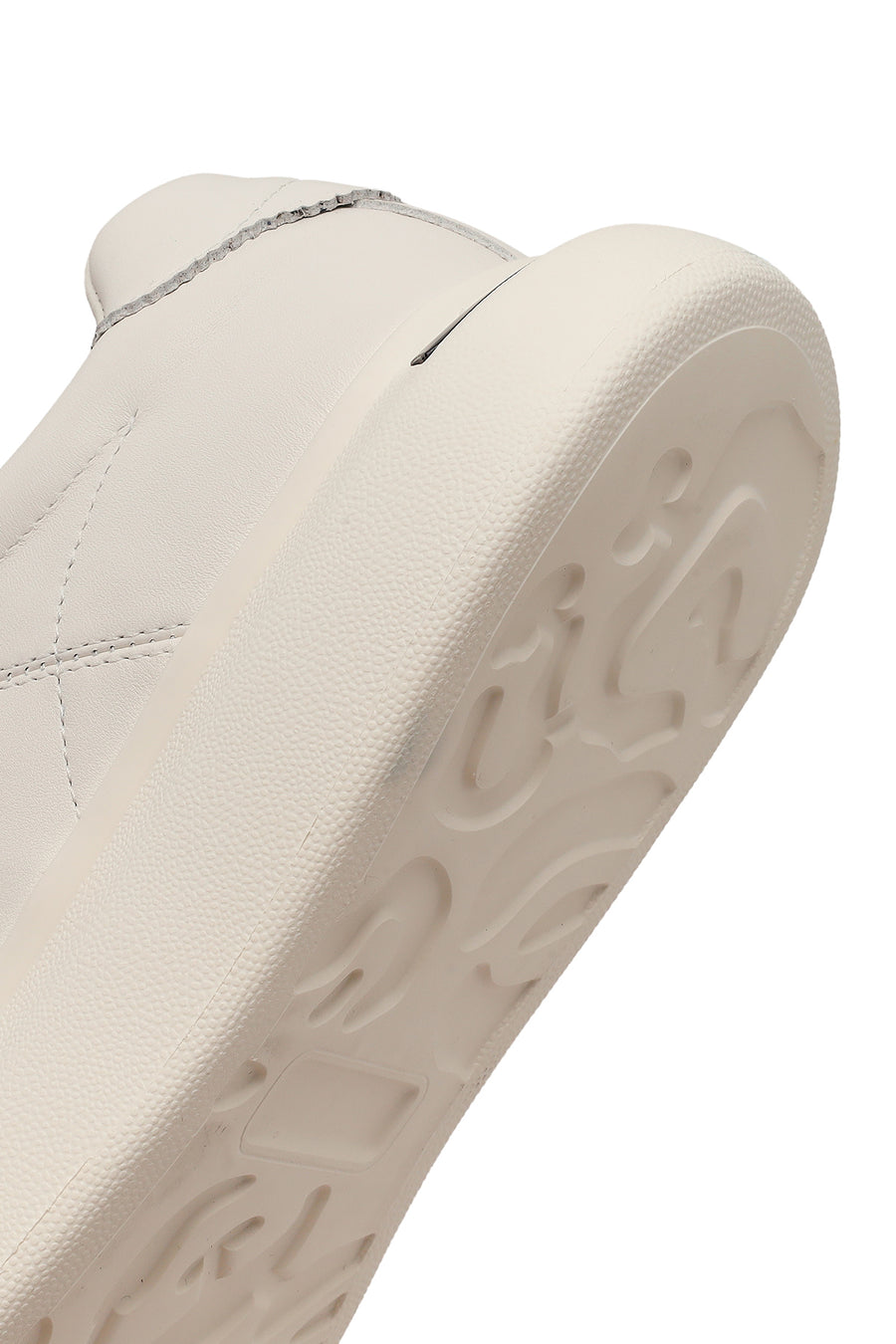 Men's White Lace-up Thick-Sole Leather Sneaker