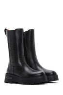 Harley Davidson Women's Black Angela Thick Soled Leather Chelsea Boots | Derimod