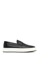 Male Black Thick-Soled Leather Loafer | Derimod
