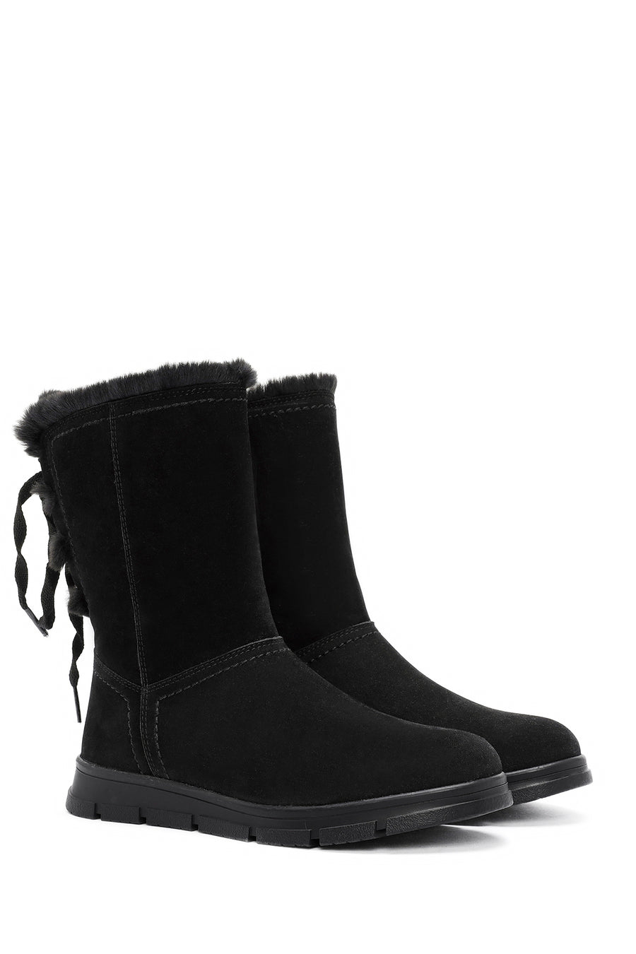 Women's Black Zippered Suede Boots