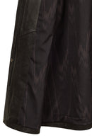 Adele Woman Black A-Line Hooded Fur Collar Leather Overcoat | Derimod