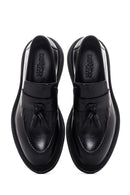 Men's Black Leather Tassel Loafer | Derimod