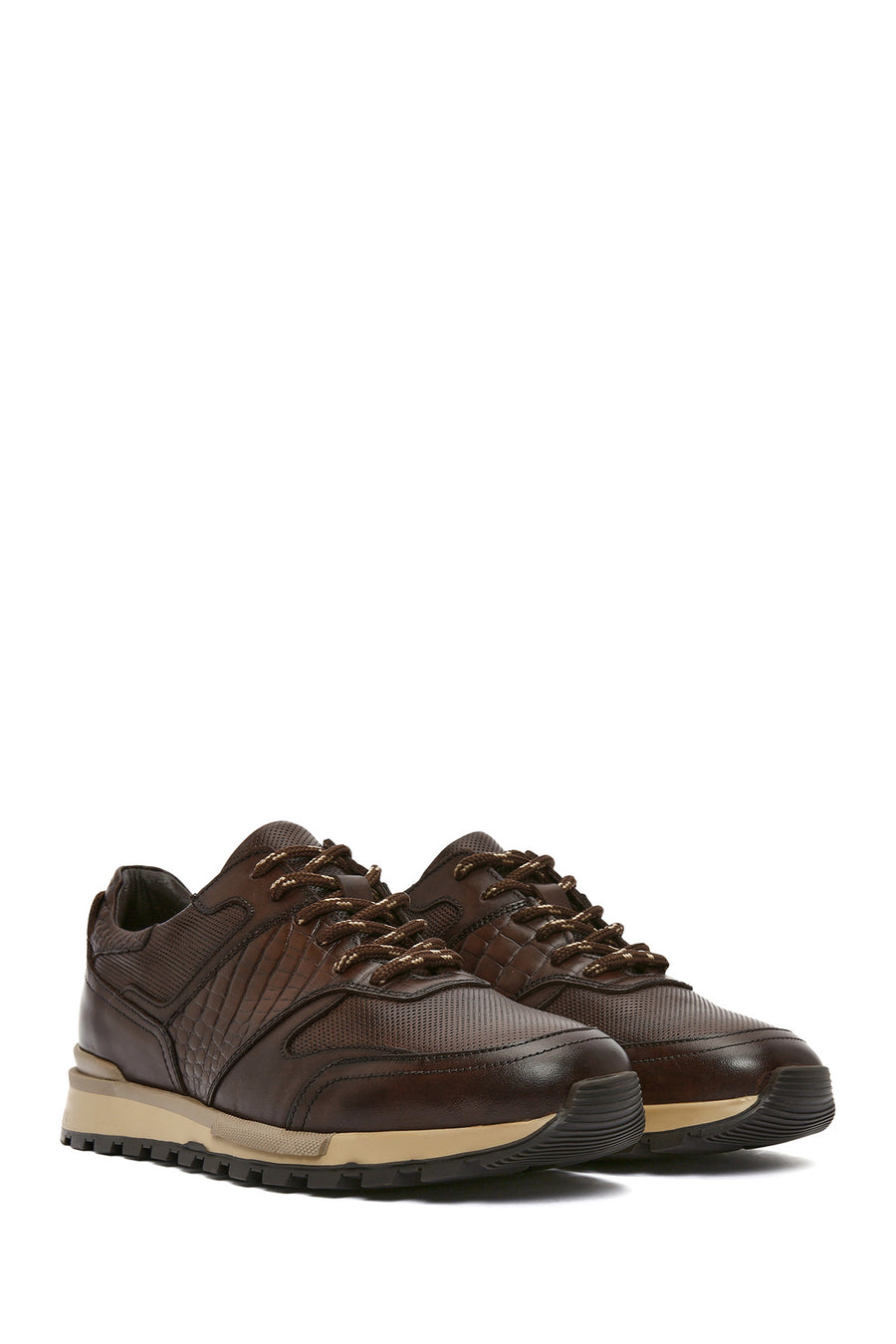 Men's Brown Lace-Up Leather Casual Sneaker