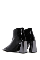 Women's Black Patent Leather Heeled Boots | Derimod