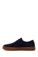 Male Navy Lace-up Suede Leather Sneaker | Derimod