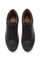 Erkek Siyah Bağcıklı Deri Sneaker | Derimod