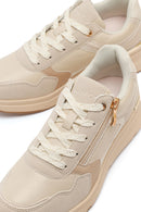 Kadın Bej Yandan Fermuarlı Bağcıklı Kalın Tabanlı Sneaker | Derimod