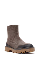 Men's Brown Zippered Suede Leather Casual Boots | Derimod