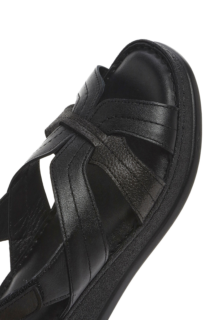 
Women's Black Thick Sole Leather Comfort Sandal
