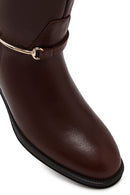 Women's Brown Leather Boots with Accessories | Derimod