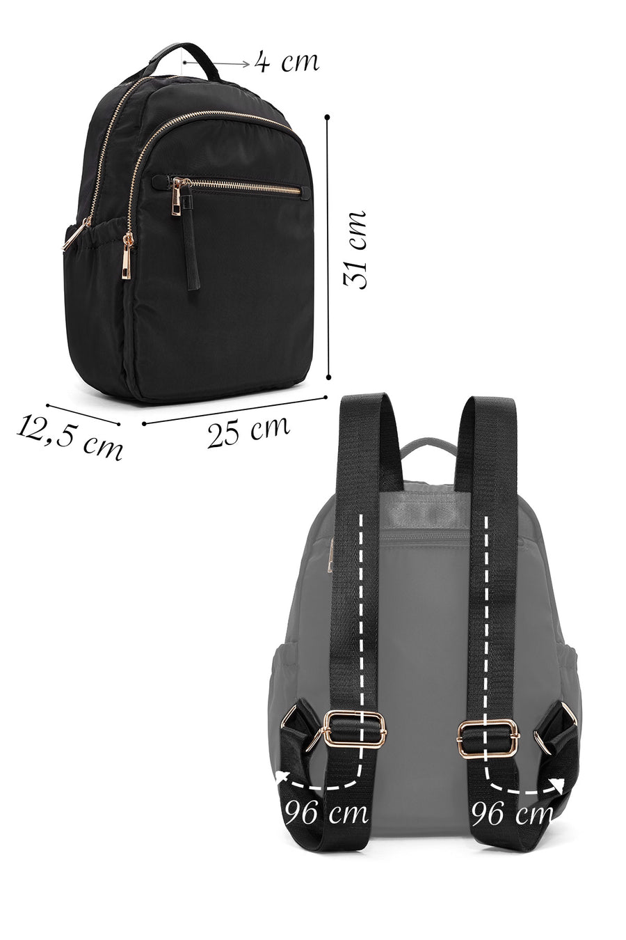 Women's Black Fabric Backpack