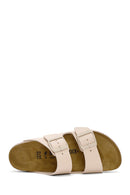 Birkenstock Women's Beige Arizona Bf Double Buckle Slippers | Derimod