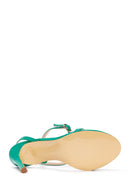 Women's Green Leather Heeled Sandals | Derimod