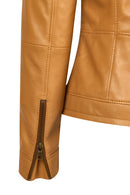Loretta Woman Camel Short Leather Jacket | Derimod