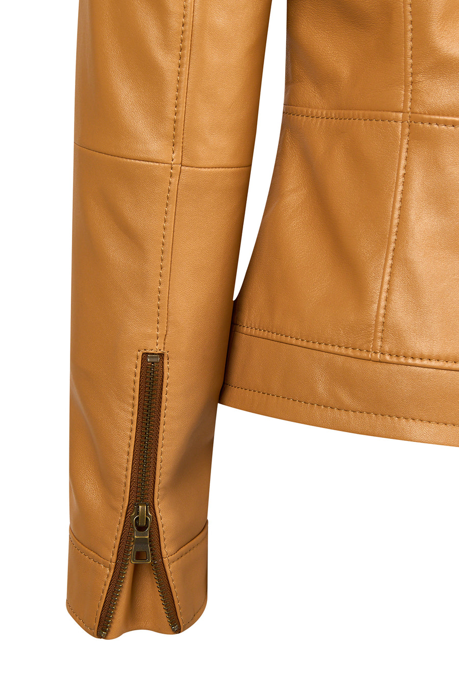 Loretta Woman Camel Short Leather Jacket