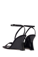 Women's Black Ankle Buckle High Platform Satin Sandals | Derimod