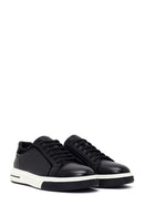 Erkek Siyah Bağcıklı Kalın Tabanlı Deri Sneaker | Derimod