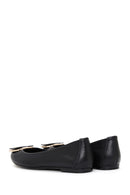 Women's Black Leather Ballerinas | Derimod