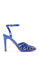 Women's Blue Ankle Strap Thin Heel Sandals | Derimod