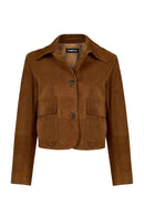 Trix Woman Brown Oversize Suede Leather Jacket | Derimod