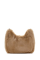 Women's Beige Long Strap Plush Shoulder Bag | Derimod