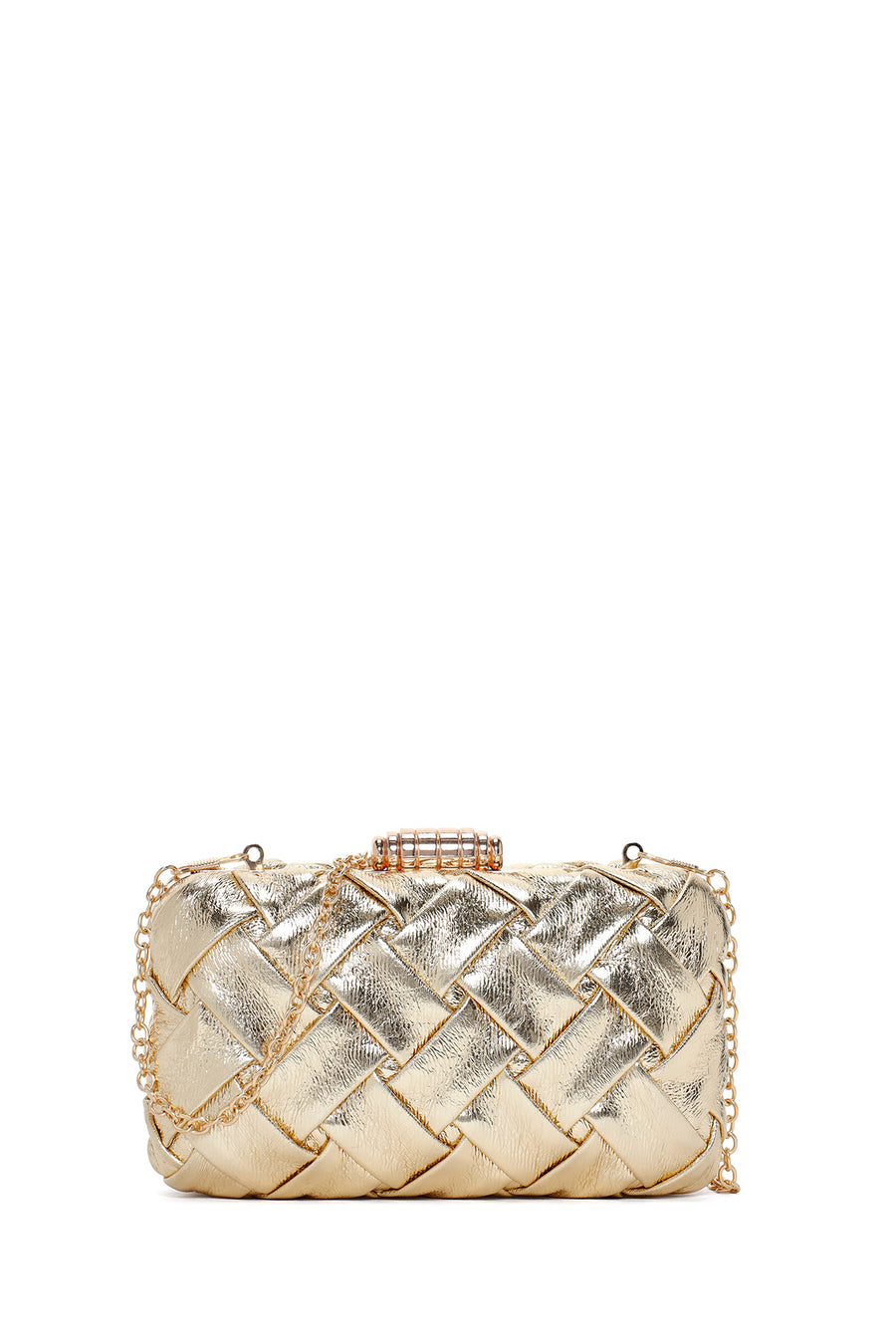 Kadın Altın Zincir Uzun Askılı Örgülü Mini Abiye Portföy Çanta 25SBD290229 | Derimod