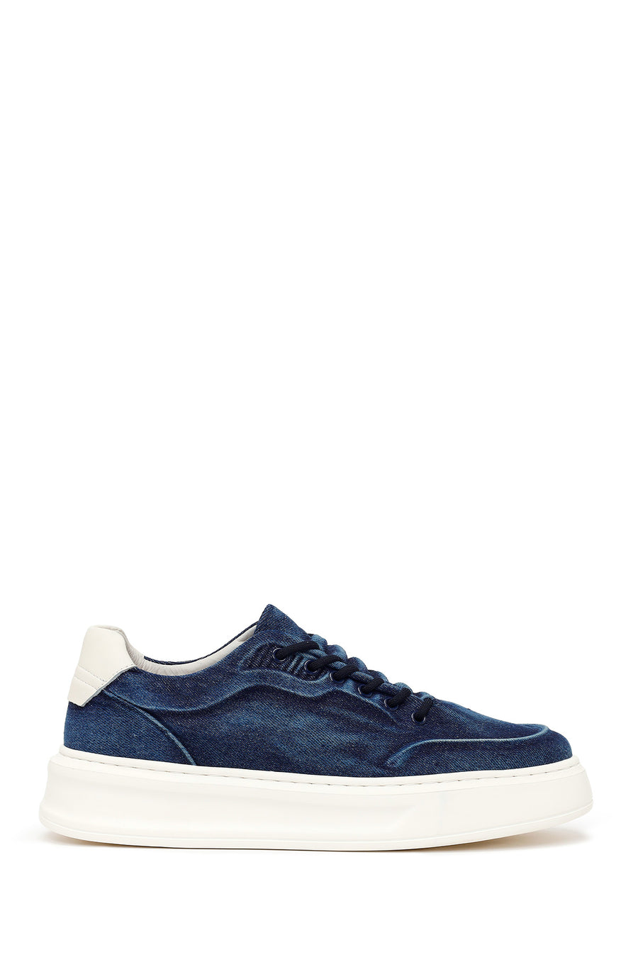 Male Navy Lace-Up Thick-Soled Fabric Sneaker 26SFD69886F | Derimod