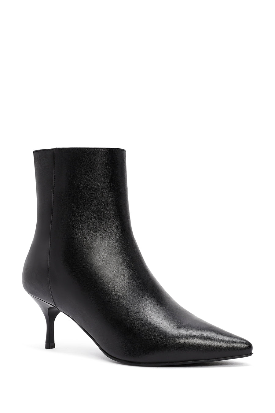 Woman Black Zip Closure Stiletto Heel Leather Boots