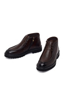 Male Brown Zip Closure Lace-Up Leather Casual Boots | Derimod