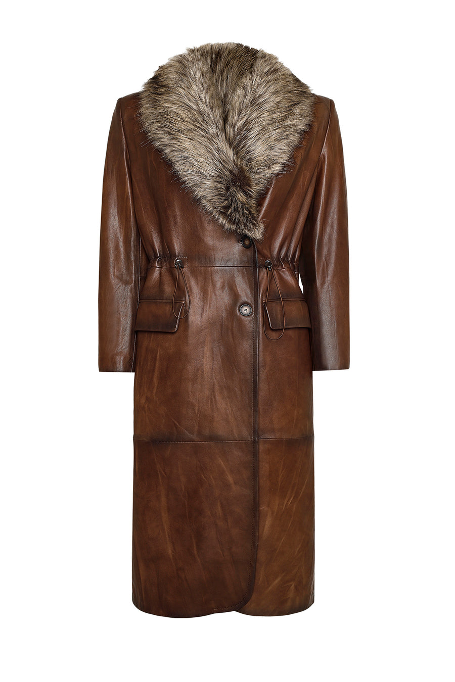 Juliet Women's Brown Fur Leather Coat