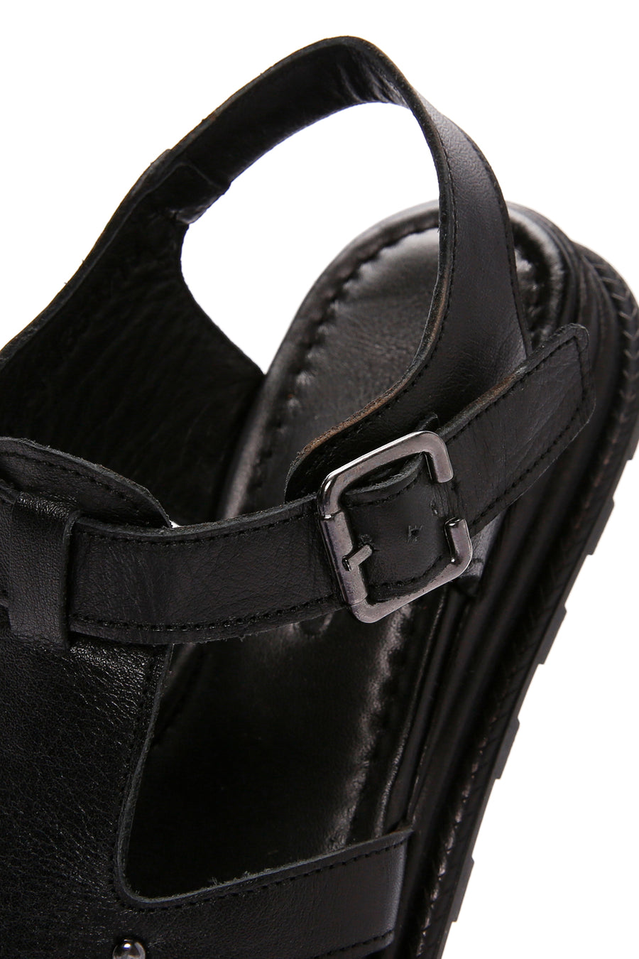 Women's Black Ankle Strap Leather Sandals