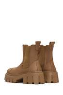 Women's Tan Leather Thick Soled Chelsea Boots | Derimod