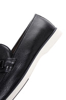 Men's Black Leather Printed Buckle Casual Loafer | Derimod