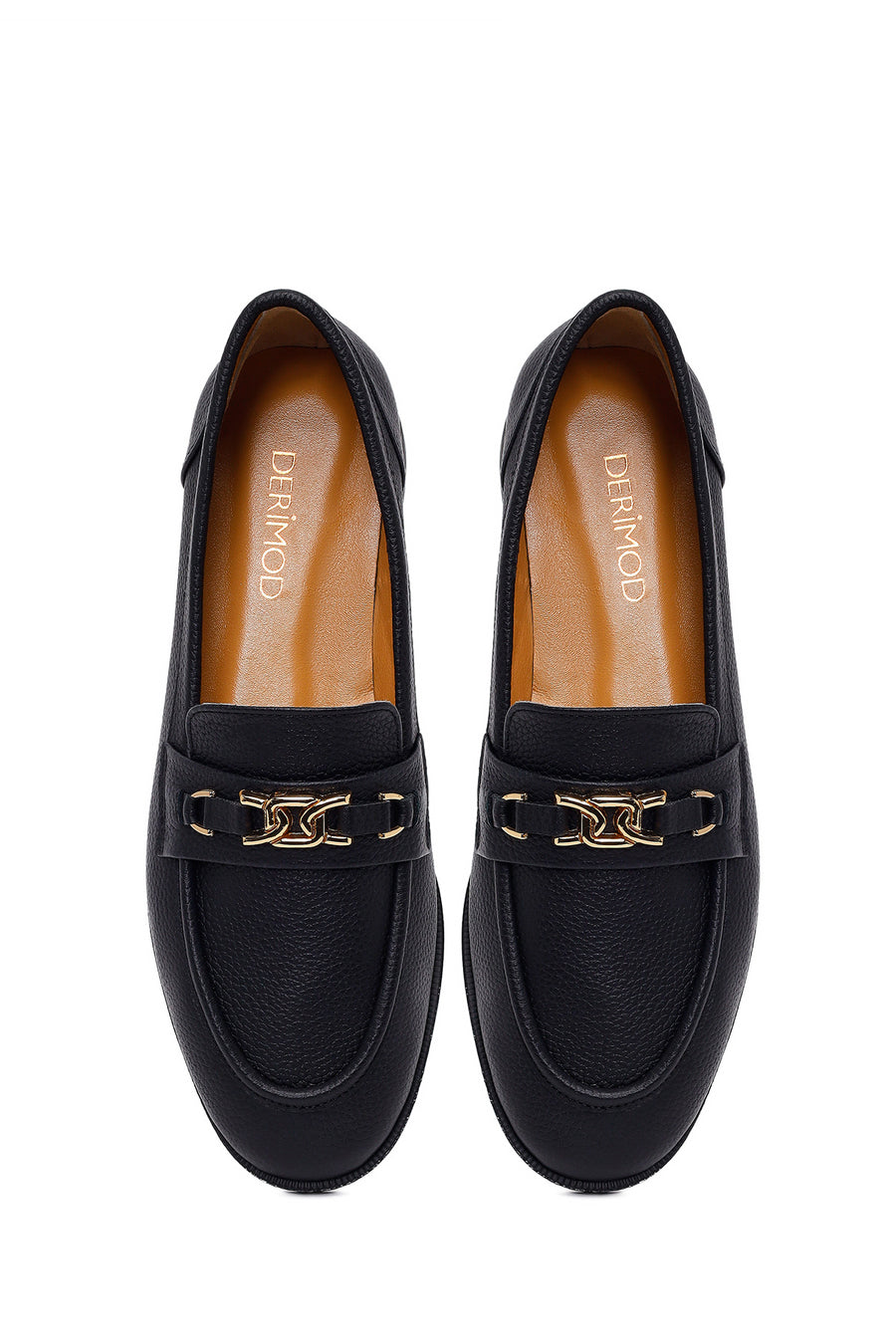 Woman Black Buckled Masculine Leather Loafer