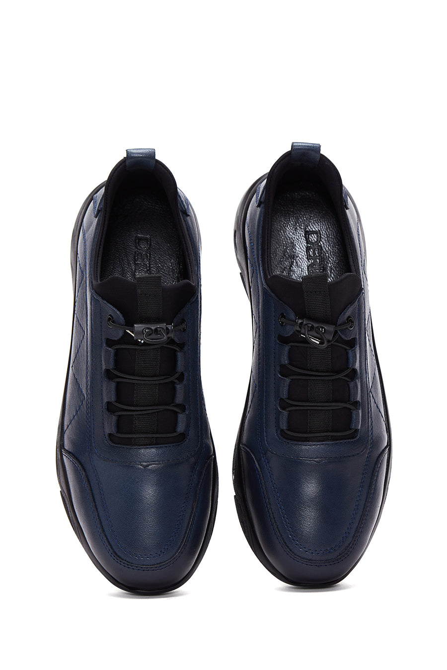 Erkek Lacivert Deri Casual Sneaker