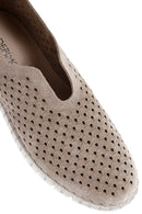 Women's Beige Suede Leather Comfort Shoes | Derimod