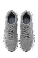 Women's Anthracite Suede Leather Sneaker | Derimod