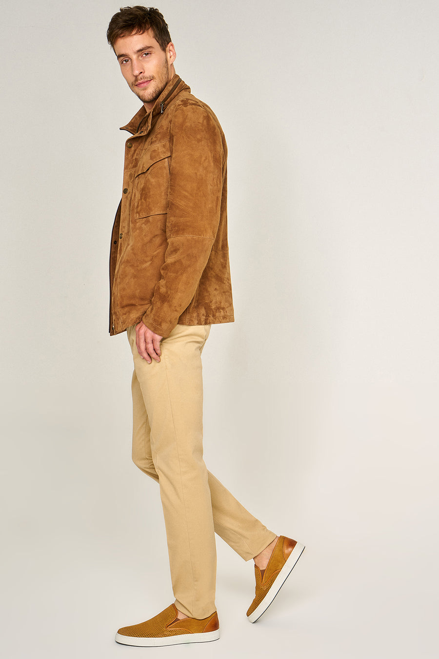 Perforated Tan Men's Leather Loafer