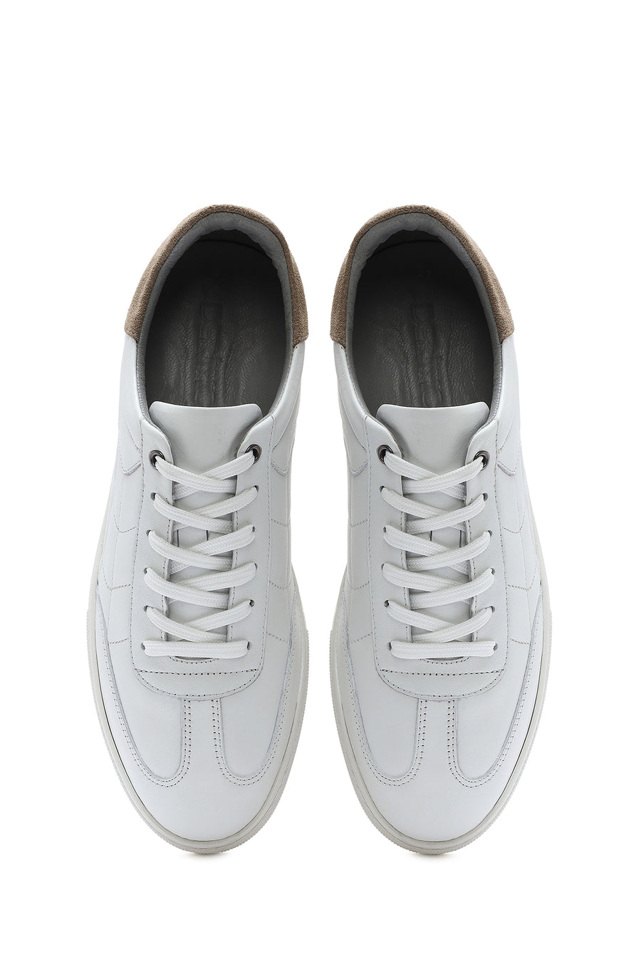 Men's White Lace-up Leather Sneaker