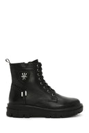 Women's Black Zippered Thick-Soled Leather Boots | Derimod