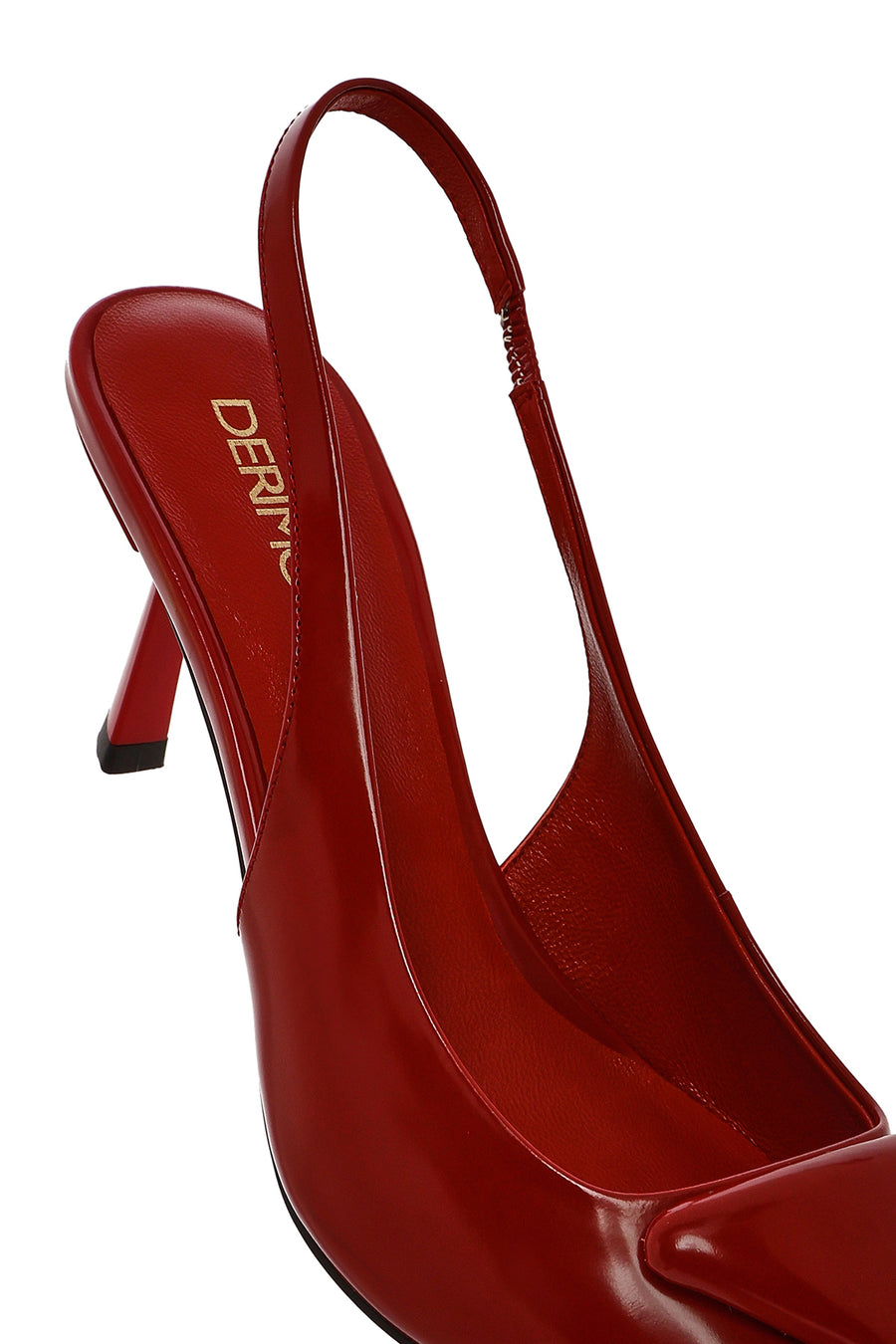 Women's Red Open Back Thin High Heel Leather Shoes