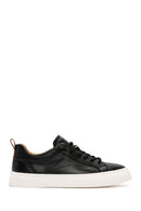 Erkek Siyah Bağcıklı Kalın Tabanlı Deri Sneaker | Derimod