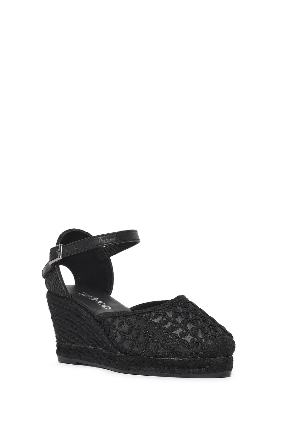 Women's Black Ankle Buckle Platform Espadrilles