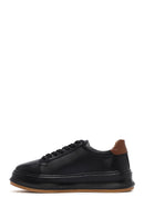 Men's Black Lace-up Thick-Sole Leather Sneaker | Derimod
